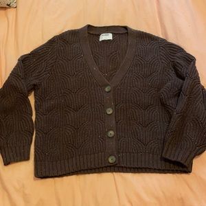 Knit pointelle button down cardigan